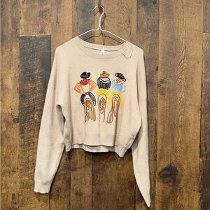 Dreamers by debut long sleeve embroidered cowboy sweater XS EUC